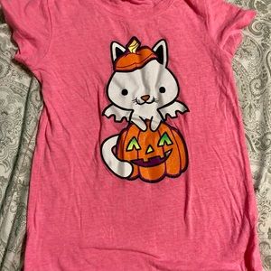 Halloween shirt kitty in a pumpkin